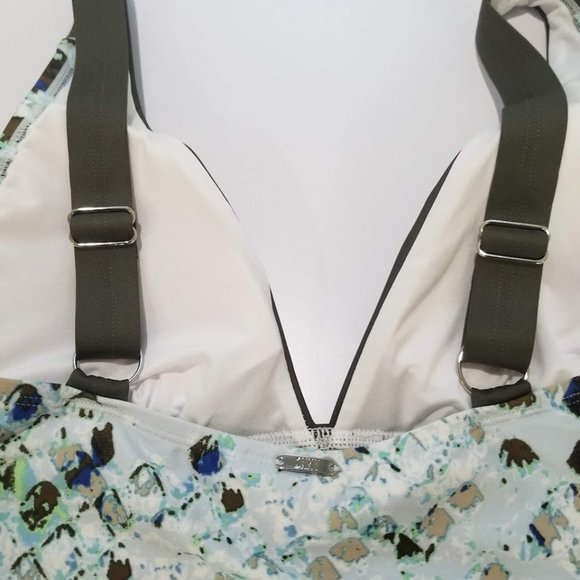 DKNY Snake Printed Tankini Top Green Blue Size Medium - Picture 7 of 10